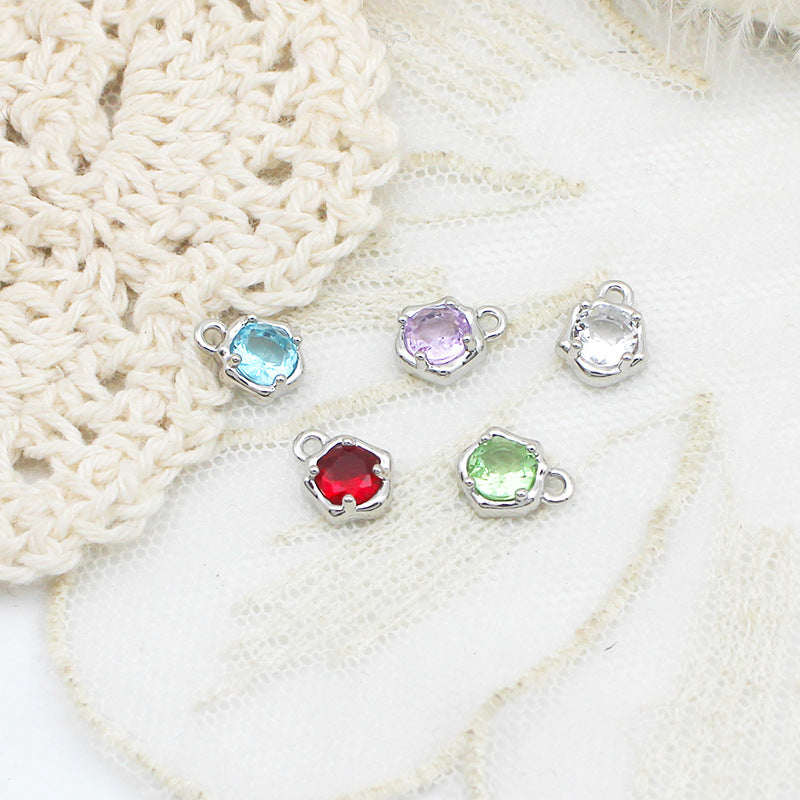 Wholesale Copper Micro Inlaid Colored Irregular Water Droplet DIY Jewelry Accessories